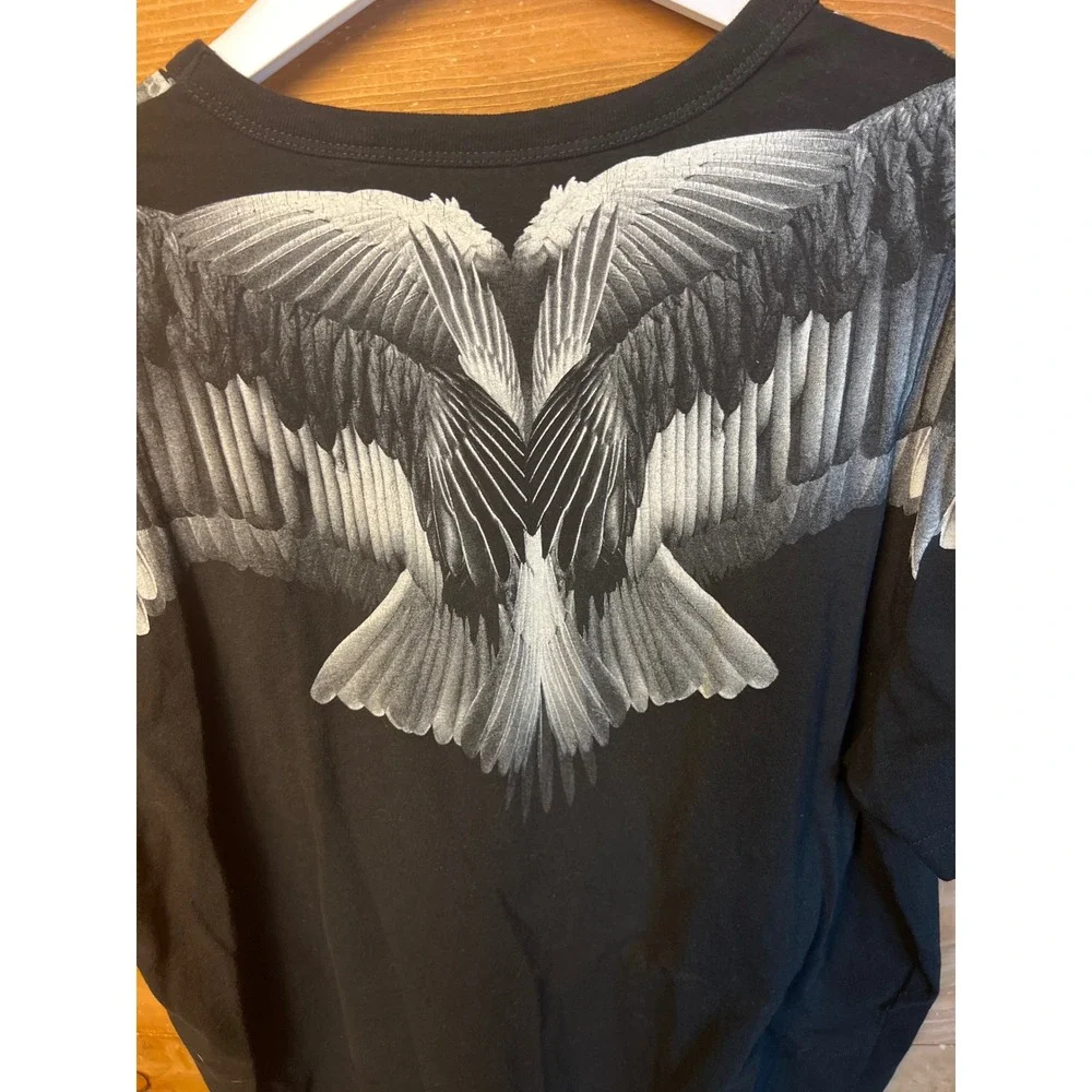 GUESS Los Angeles XL Wing Print V-Neck T-Shirt Men's Black Cotton Short Sleeve‎ - Picture 5 of 9